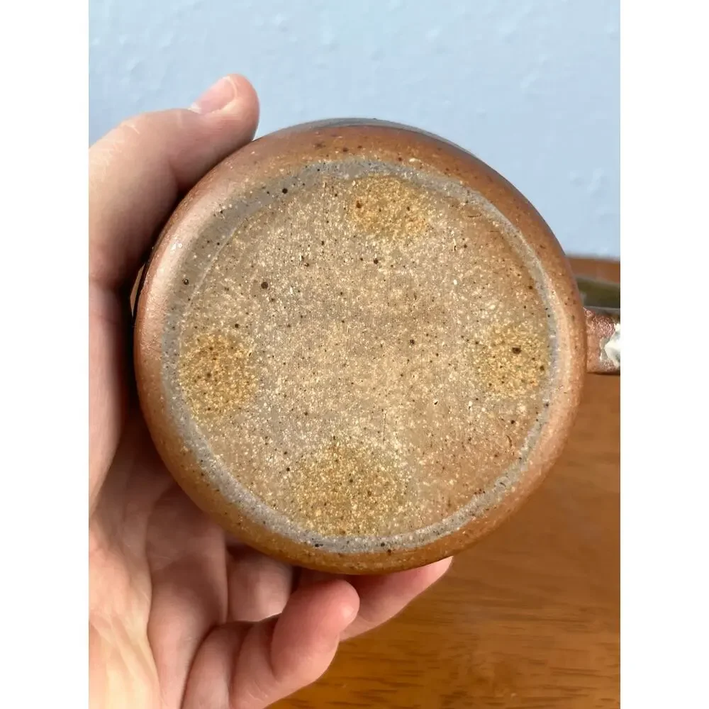 VTG Art Pottery Stoneware Coffee Mug Olive Brown Glaze Handmade Southwestern